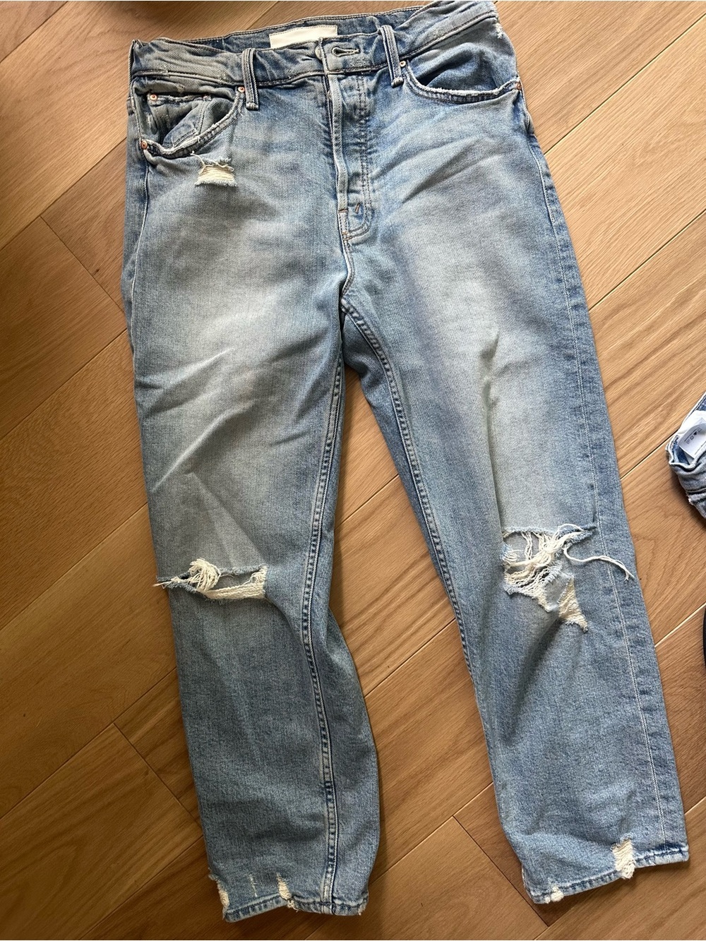 MOTHER Light Blue Distressed Denim Jeans